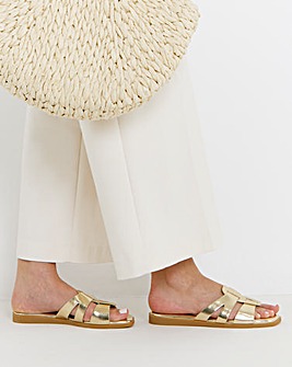 Carla Woven Flat Mule Sandals - Wide Fit (E)