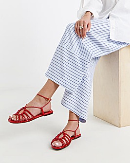 Cinder Tubular Woven Flat Sandals - Wide Fit (E)