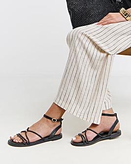 Toni Strappy Hardware Detail Flat Sandals - Extra Wide Fit (EEE)