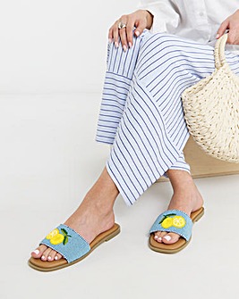 Icon Beaded Fruit Mule Sandals - Wide Fit (E)