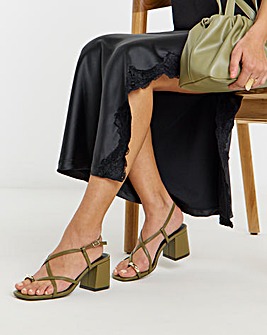 Paola Hardware Detail Toe Loop Heeled Sandals - Wide Fit (E)