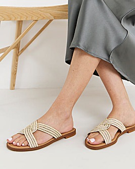 Dulce Woven Shimmer Twist Flat Sandals - Wide Fit (E)