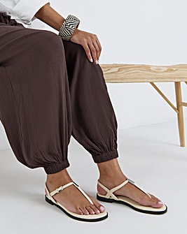 Rocky T Bar Hardware Detail Flat Sandals - Extra Wide Fit (EEE)