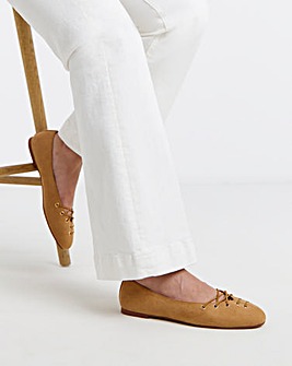 Belize Lace Front Ballerina Shoes - Wide Fit (E)