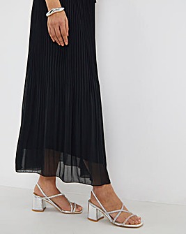 Canberra Strappy Diamante Low Block Heels - Extra Wide Fit (EEE)