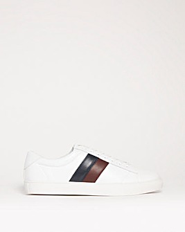 White Lace Up Trainer With Side Stripe