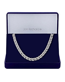 Jon Richard Silver Plated Cubic Zirconia Leaf Necklace - Gift Boxed