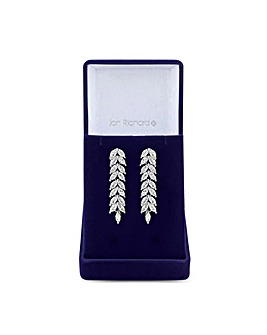 Jon Richard Silver Plated Cubic Zirconia Crystal Leaf Drop Earrings - Gift Boxed