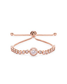 Jon Richard Rose Gold Plated Center Stone Tennis Toggle Bracelet