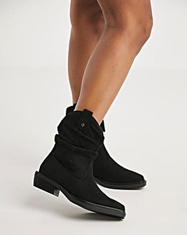 Jessel Ruched Western Ankle Boots Wide E Fit