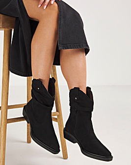 Jessel Ruched Western Ankle Boots Extra Wide EEE Fit