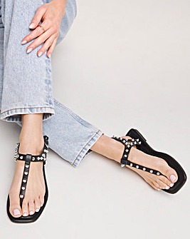 Mila Studded Toe Post Gladiator Sandals Extra Wide EEE Fit