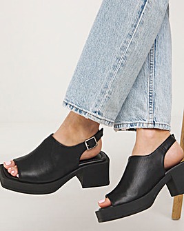 Monica Leather Slingback Block Heel Sandals Extra Wide EEE Fit Simply Comfort