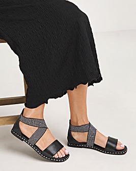 Jade Stretch Cross Flat Sandals Wide E Fit Simply Comfort