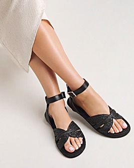 Ivy Raffia Two Part Flat Sandals Wide E Fit