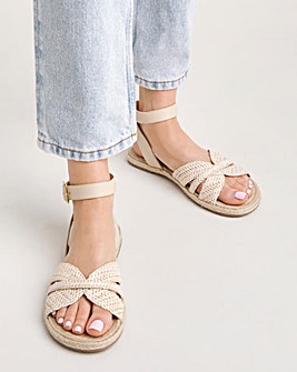 Ivy Raffia Two Part Flat Sandals Wide E Fit