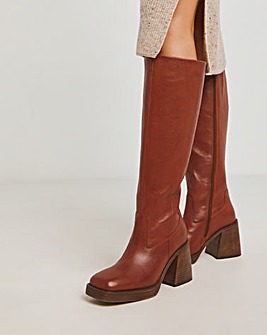 Gingerly Leather Platform Knee High Boots Extra Wide EEE Fit Standard Calf