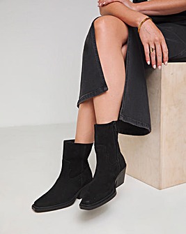 Rayla Suede Western Ankle Boots Extra Wide EEE Fit