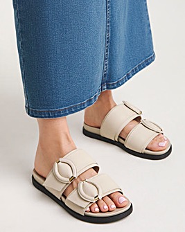 Anthology Gardenia Leather Double Buckle Mule Sandal Extra Wide EEE Fit