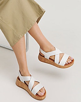 Heavenly Feet Harper Cross Strap Wedge Sandals Wide Fit