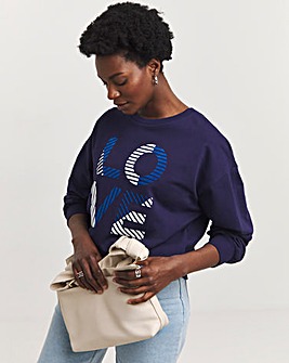 Navy Crew Neck Love Graphic Sweatshirt