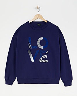Navy Crew Neck Love Graphic Sweatshirt