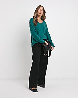 Pine Green Soft Touch V-Neck Longline Top