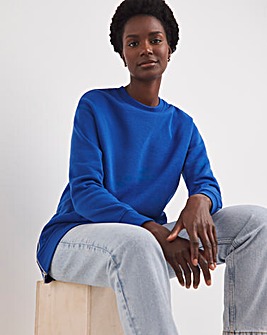 Blue Side Zip Longline Sweatshirt