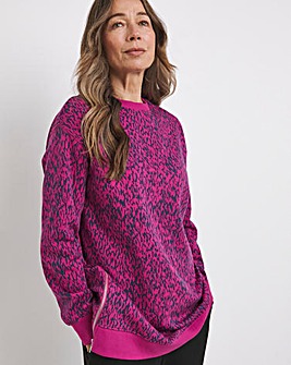 Purple Print Side Zip Longline Sweatshirt