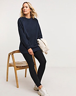 Navy Side Pocket Longline Sweatshirt