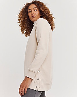 Oatmeal Popper Side Longline Sweatshirt