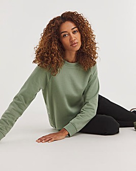 Mineral Green Popper Side Longline Sweatshirt