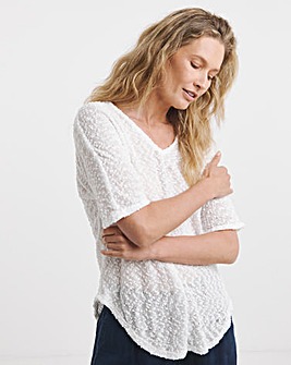 Boucle Textured V Neck Top