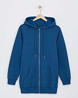 Indigo Longline Zip Hoodie