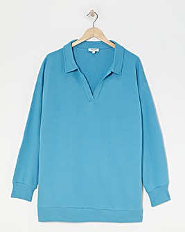 Light Blue Rugby Collar Sweatshirt