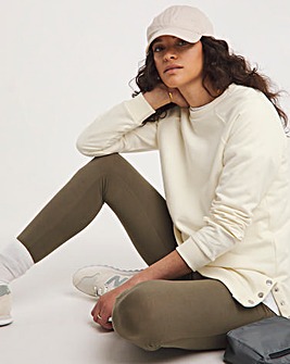 Crew Neck Popper Side Longline Sweatshirt