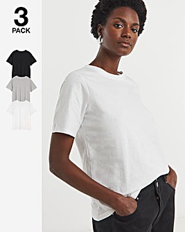 Pure Cotton 3 Pack Crew Neck Short Sleeve T-Shirt