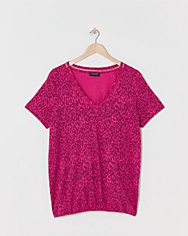 Pink Print Short Sleeve Bubble Hem Top
