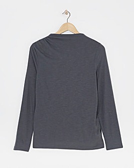 Anthology Pewter Drape Neck Long Sleeve Top