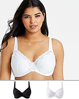 Naturally Close 2 Pack Sarah White/Black Full Cup Wired Bras