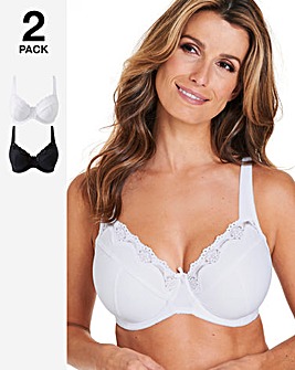 Naturally Close 2 Pack Sarah White/Black Full Cup Wired Bras