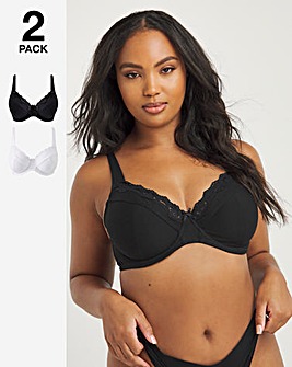 Naturally Close 2 Pack Sarah White/Black Full Cup Wired Bras
