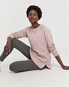 Blush Crew Neck Popper Side Longline Sweatshirt