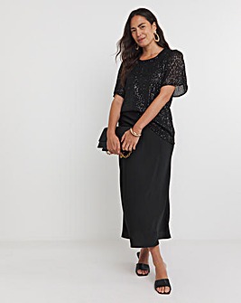 Black Sequin Angel Sleeve Top