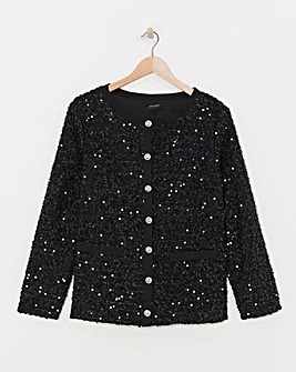 Sequin Button Front Cardigan