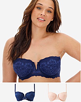 Pretty Secrets 2 Pack Katie Blush/Navy Padded Multiway Wired Bras