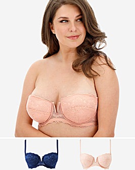 Pretty Secrets 2 Pack Katie Blush/Navy Padded Multiway Wired Bras