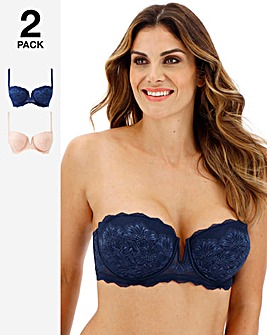 Pretty Secrets 2 Pack Katie Blush/Navy Padded Multiway Wired Bras