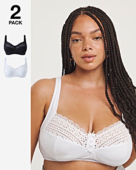 Naturally Close 2 Pack Sarah Non Wired Cotton Rich White Bras