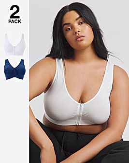 Pretty Secrets (2 Pack) Zip Front Fastening Comfort Tops (Fits Up To D)